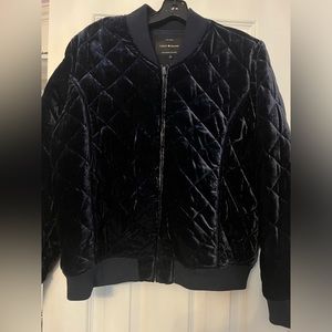 Lucky Brand velvet navy quilted bomber